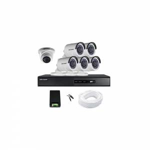 Hikvision 8 Channel Full HD DVR Kit with 6 CCTV Camera White